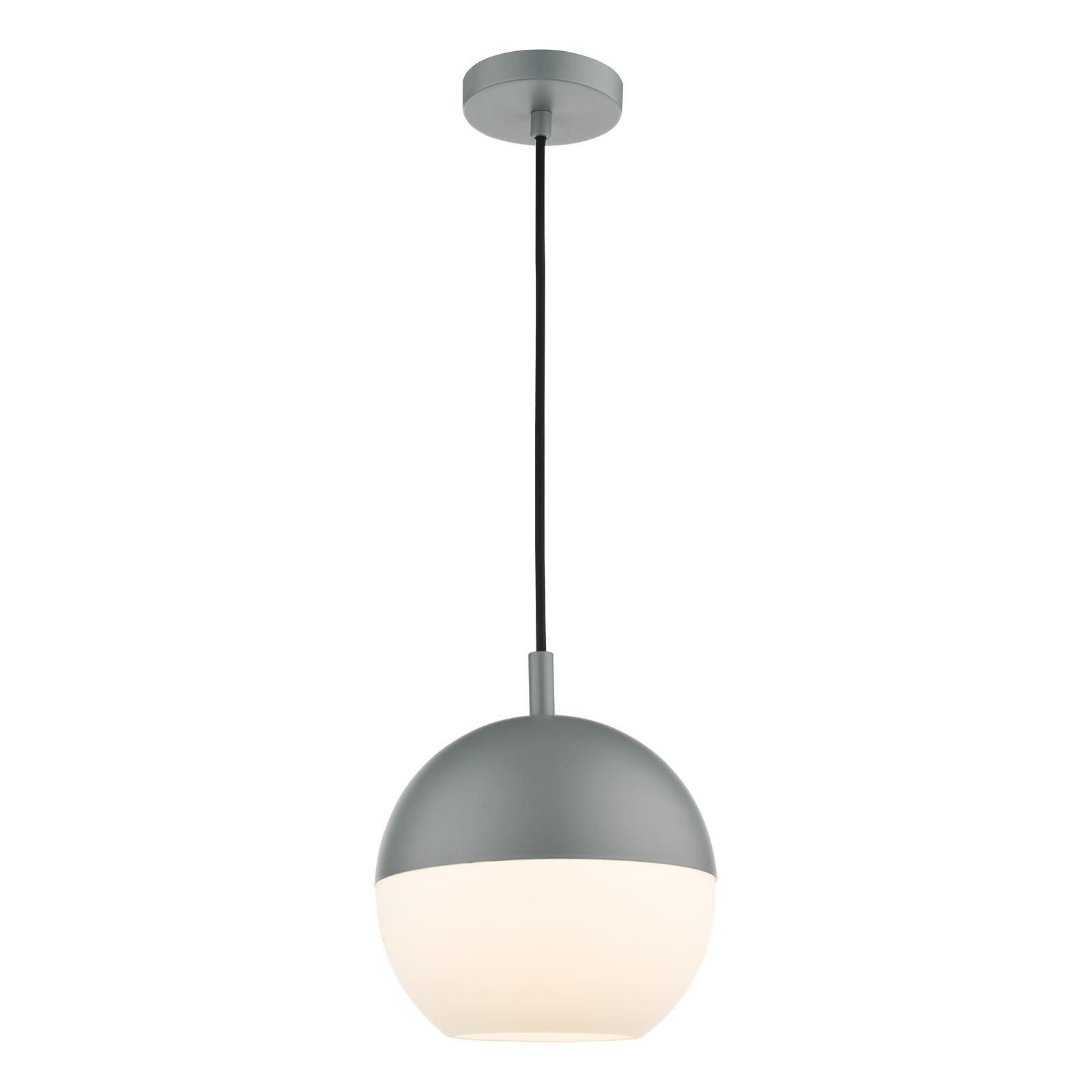 Dar Lighting    Grey Andre 1 Light Pendant Powdercoat & Opal Glass in Size 1, BrandAlley