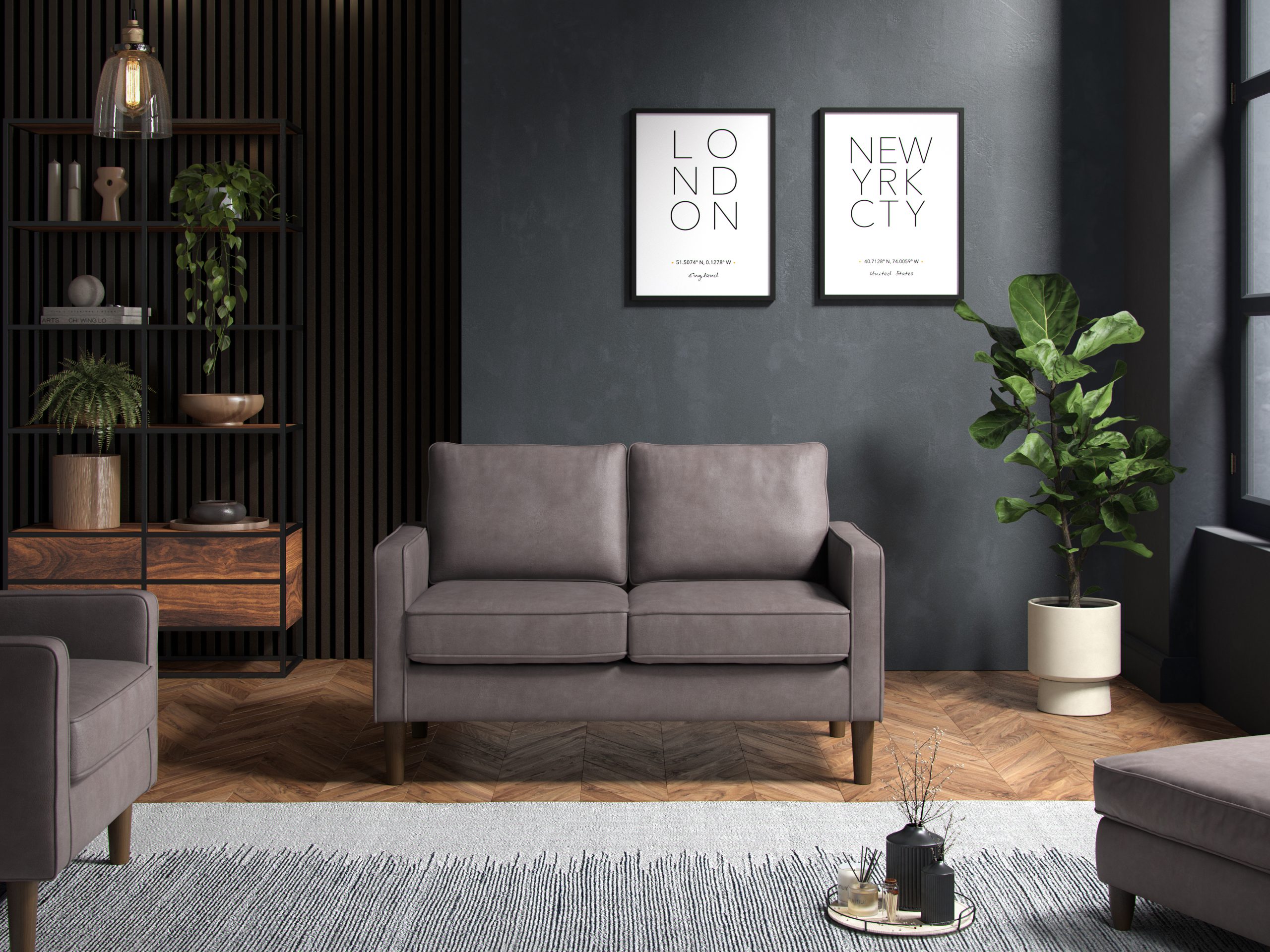 The Great Sofa Company    Grey Henry 2 Seater Sofa Faux Leather , BrandAlley