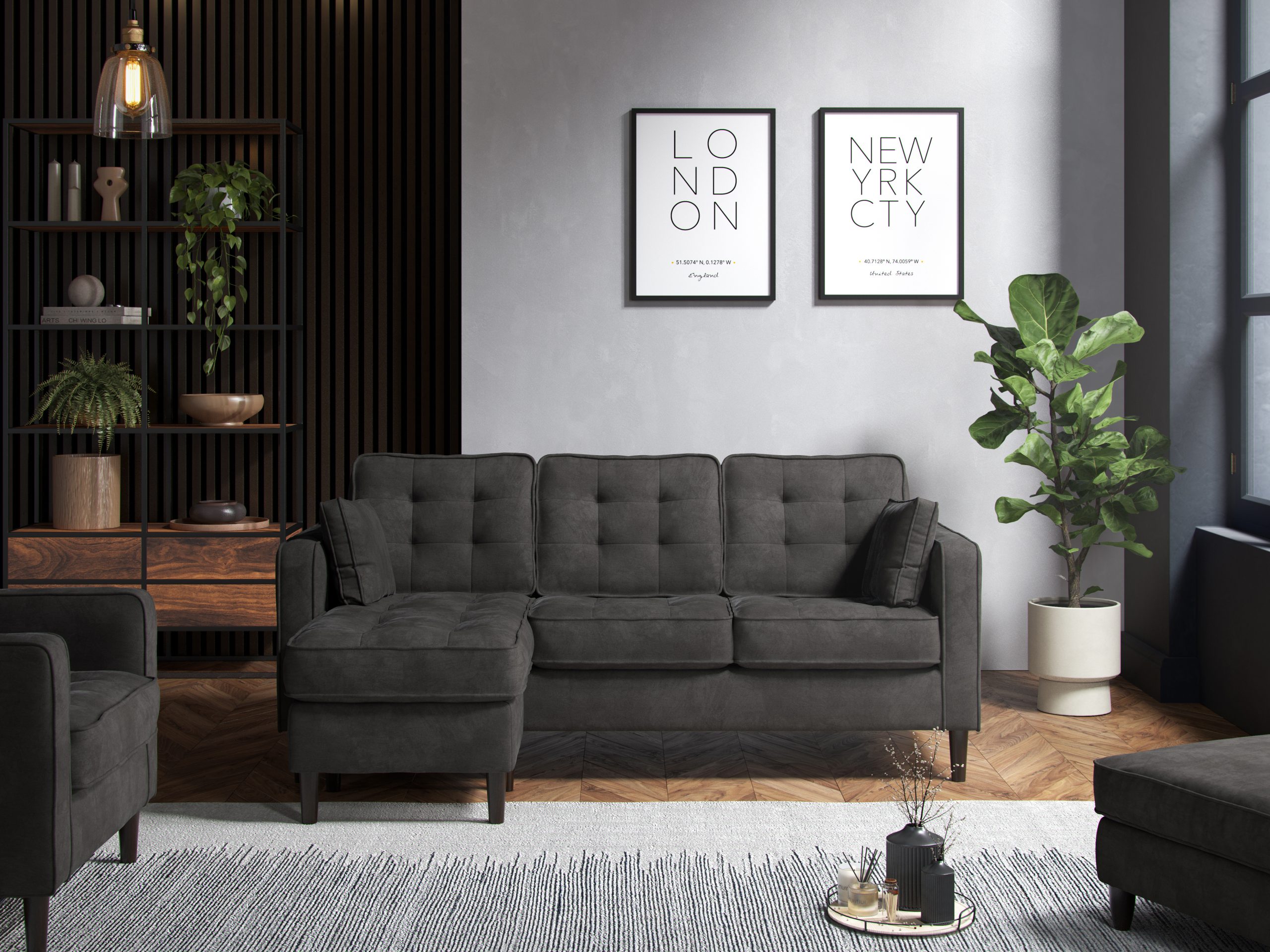 The Great Sofa Company   Arlo Reversible Chaise Sofa Enjoy Graphite , BrandAlley