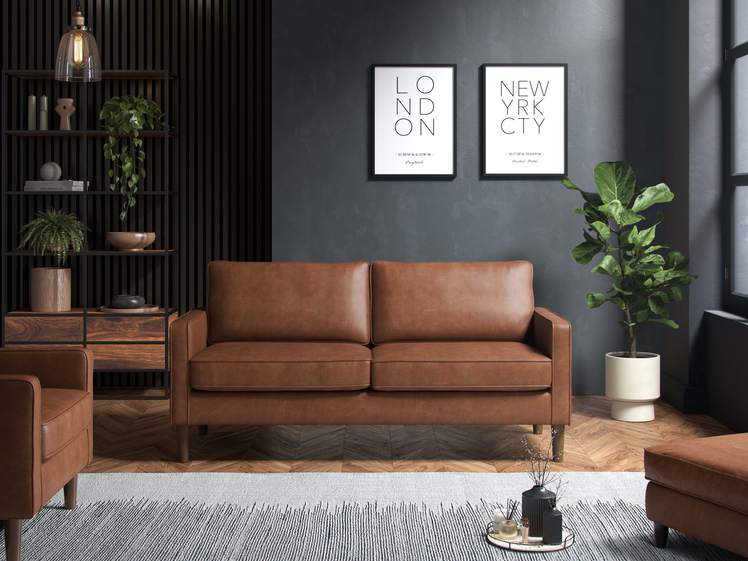 The Great Sofa Company   Henry 3 Seater Sofa Faux Leather Tan , BrandAlley
