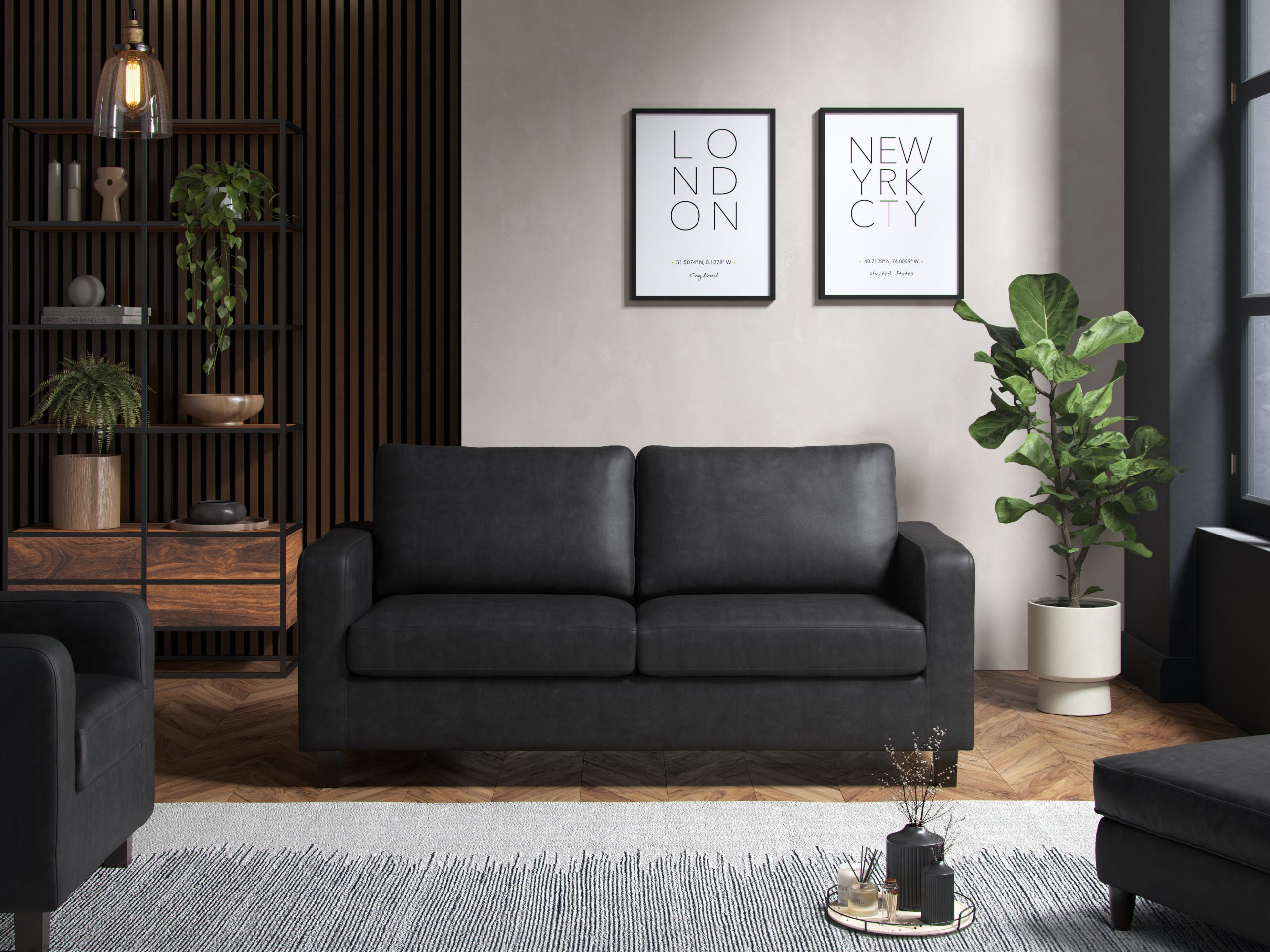 The Great Sofa Company    Black Ava 3 Seater Sofa Pu , BrandAlley