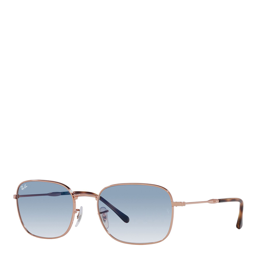 Rose Gold Blue Square Sunglasses 57mm