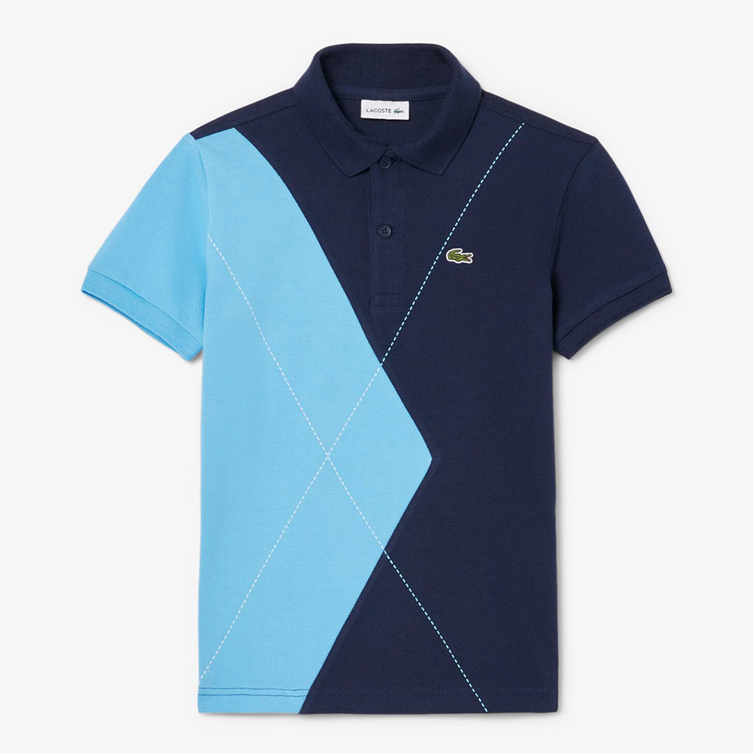 Boys Blue Colourblock Cotton Polo Shirt