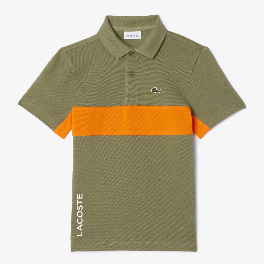 Boys Khaki Stripe Cotton Polo Shirt