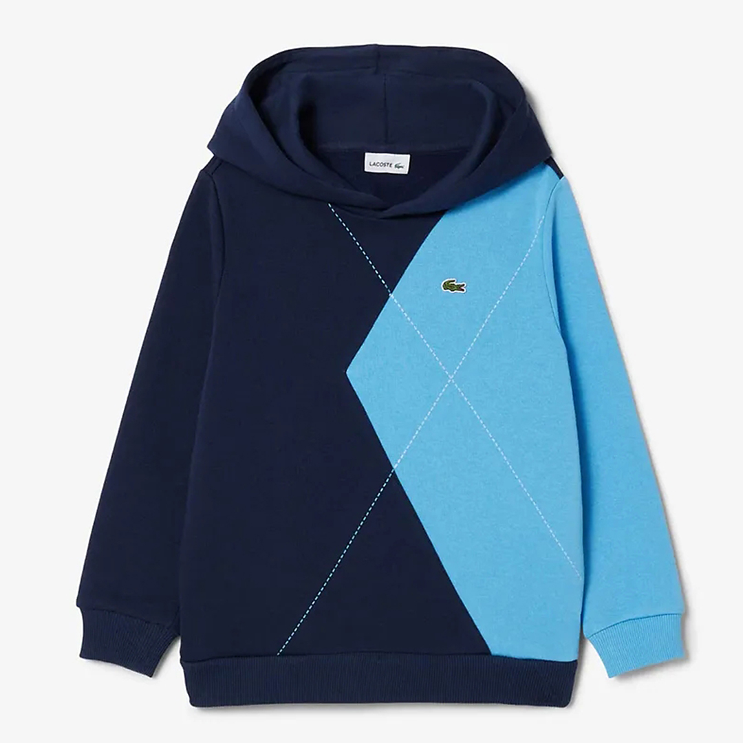 Navy/ Blue Contrast Argyle Motif Hoodie