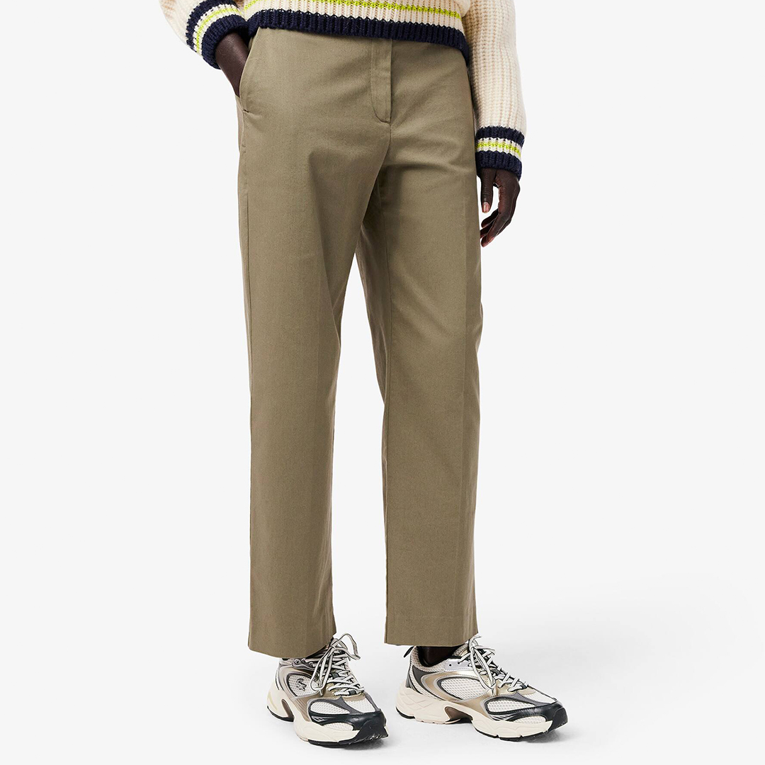 Khaki Tapered Leg Cotton Chino Trouser - Lacoste - Modalova
