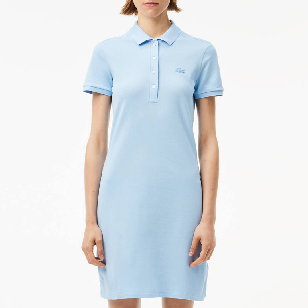 Blue Stetch Cotton Pique Polo Mini Dress