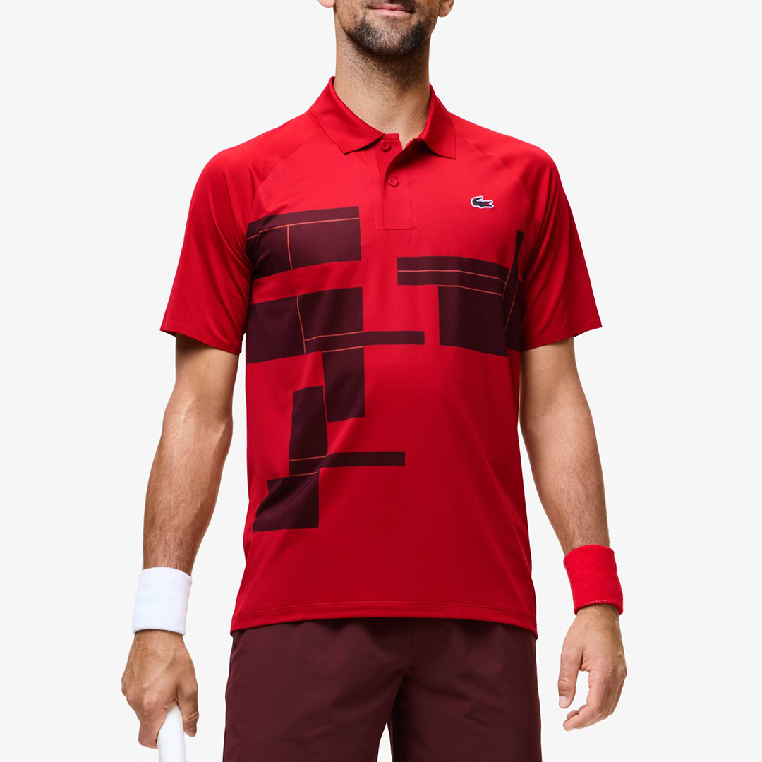 Red Colourblock Design Polo Shirt