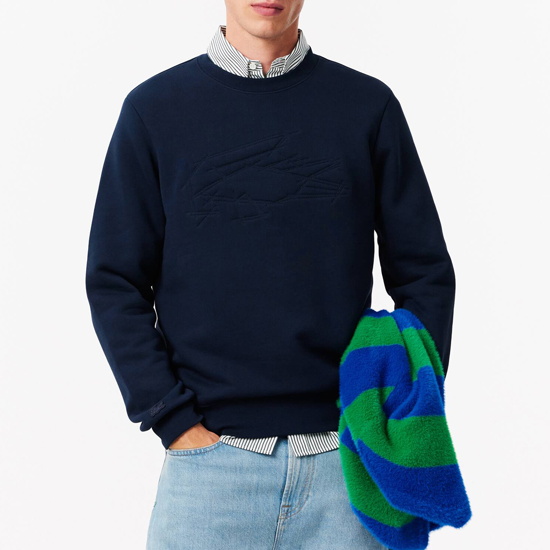 Navy Embroidered Crew Sweatshirt