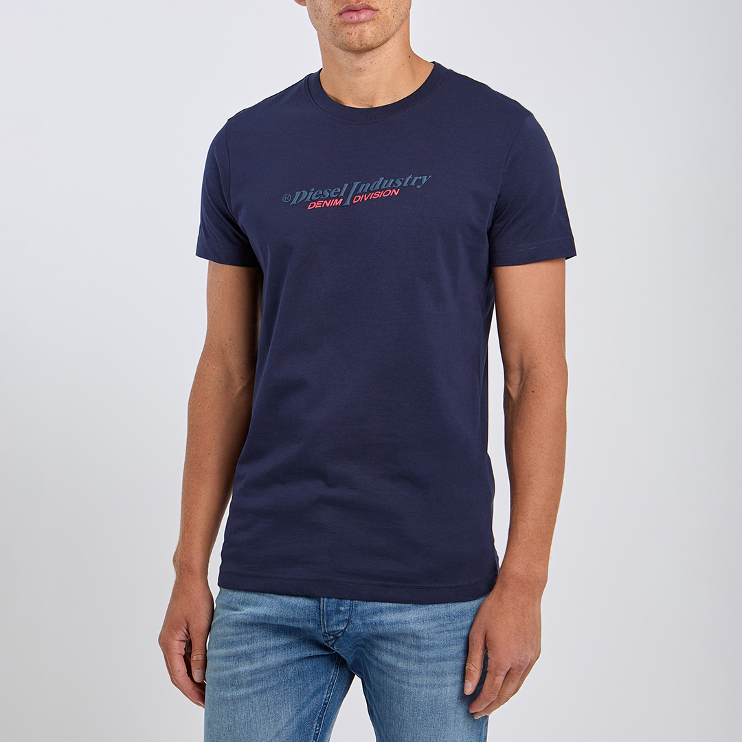 Diesel Men's  Navy Industry Logo Cotton T-Shirt in Size XL, BrandAlley