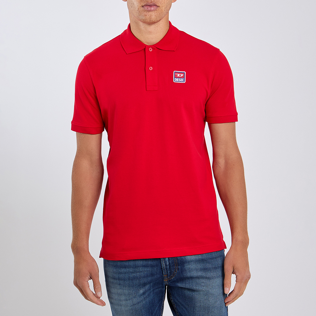 Red Cotton Blend Polo Shirt