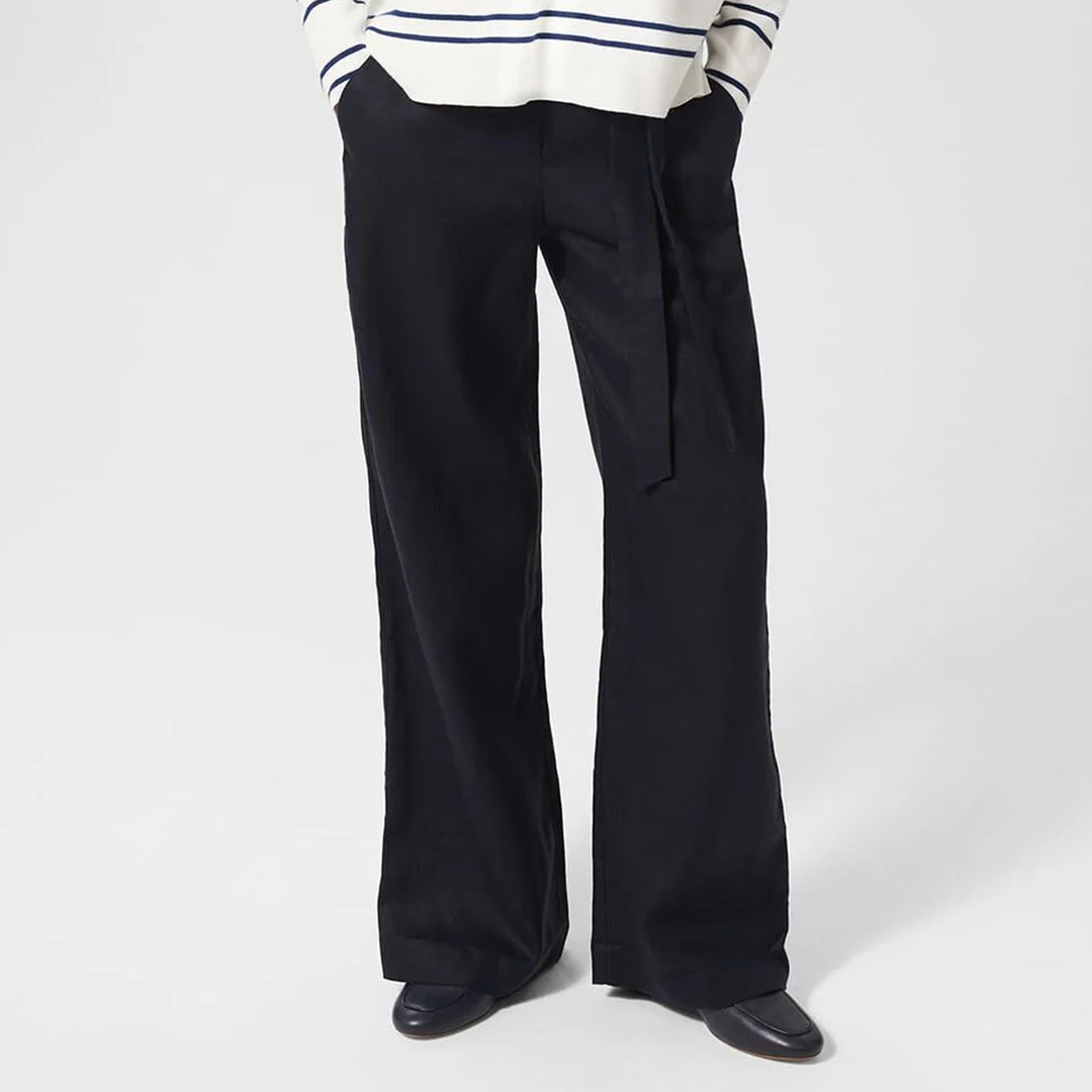 Navy Jacqui Tie Trousers