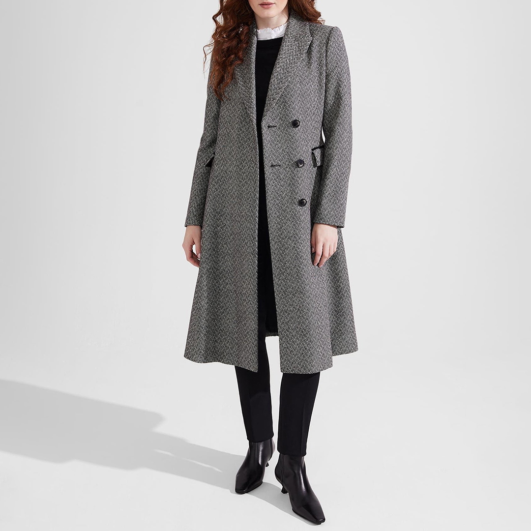 Black/ White Sian Wool Blend Coat - Hobbs London - Modalova