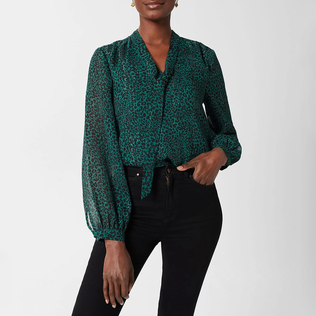 Green Animal Printed Sandy Blouse