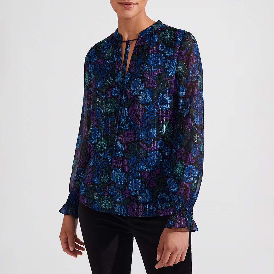 Black/ Blue Aisha Lurex Blouse