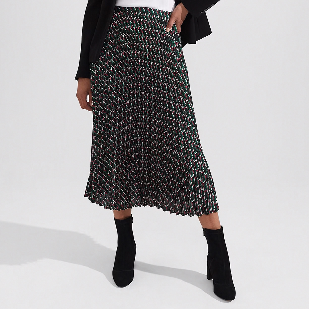 Black Kayla Geometric Midi Skirt