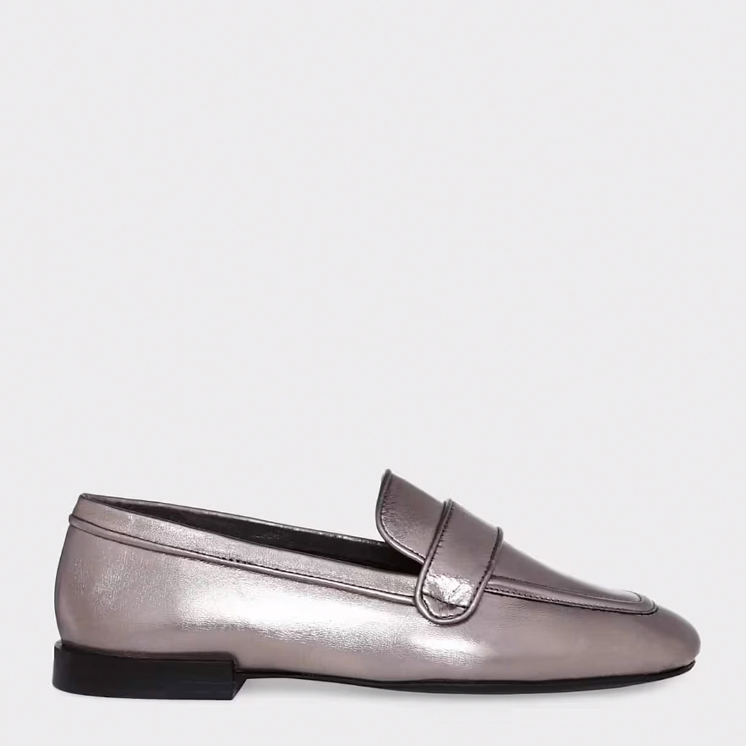 Pewter Vivian Leather Loafers
