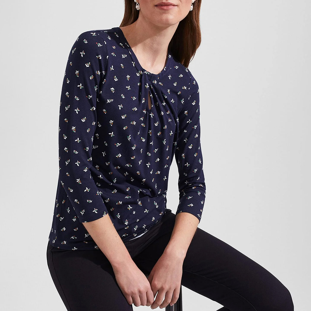 Navy Julia Printed Top