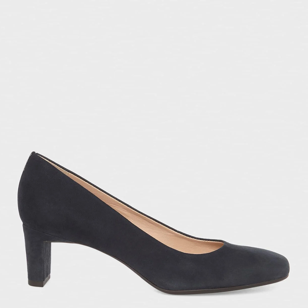 Navy Myra Suede Court Shoes