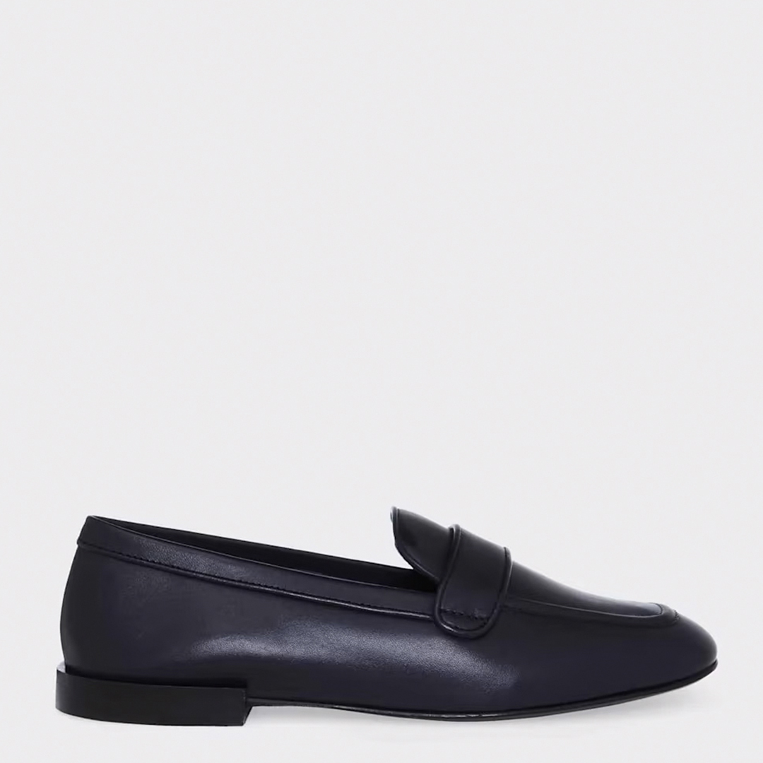 Navy Vivian Leather Loafers
