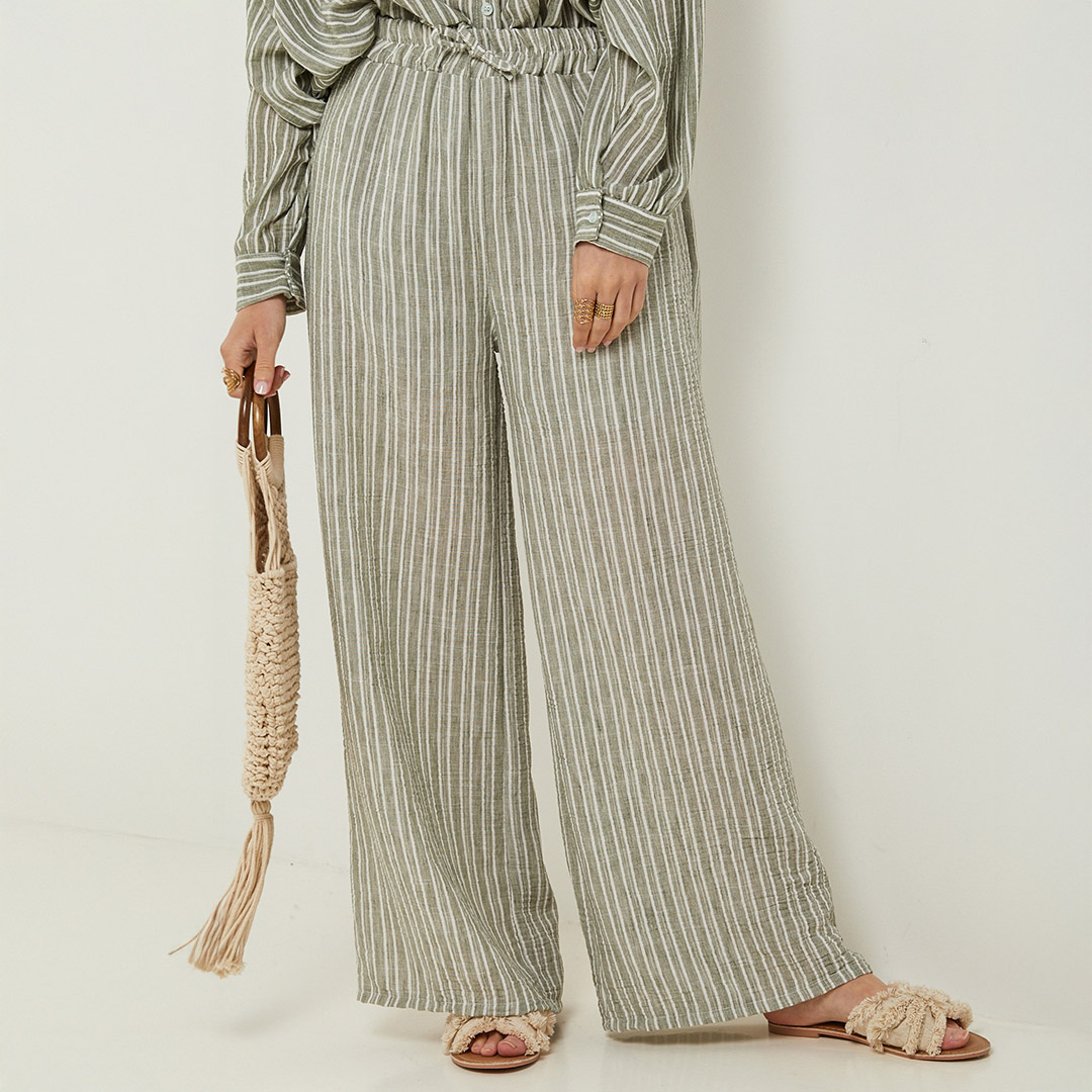 Khaki Linen Striped Trouser - Rodier - Modalova