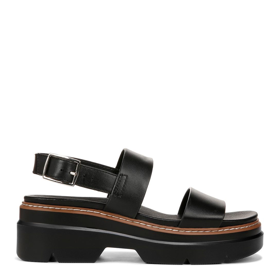 Black Darry Sling Leather Platform Sandals
