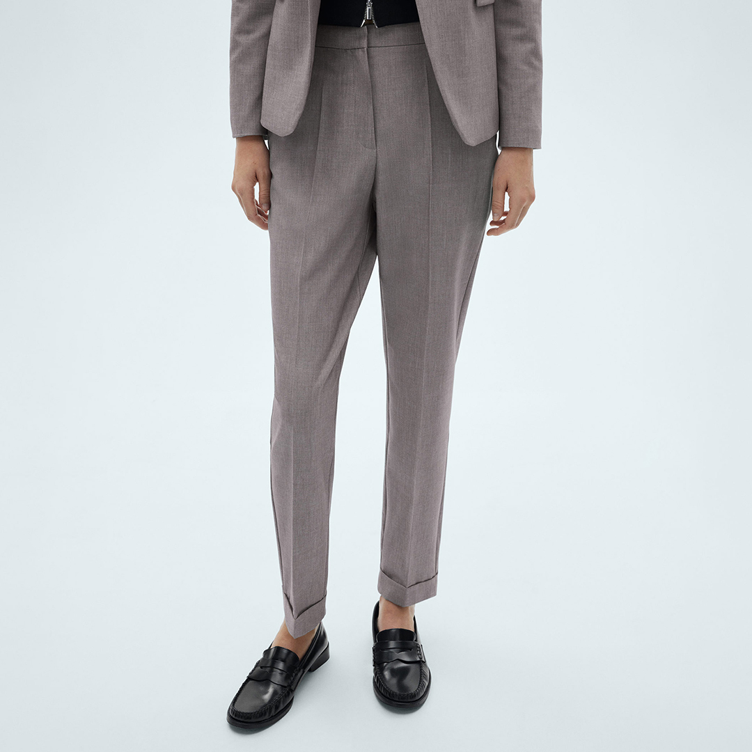 Grey Tapered Pleated Trouser - Mango - Modalova