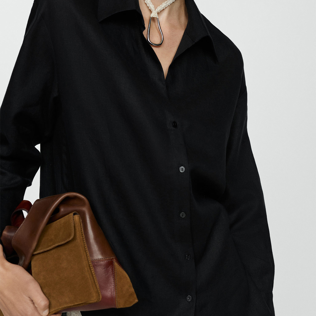 Black Collared Shirt - Mango - Modalova