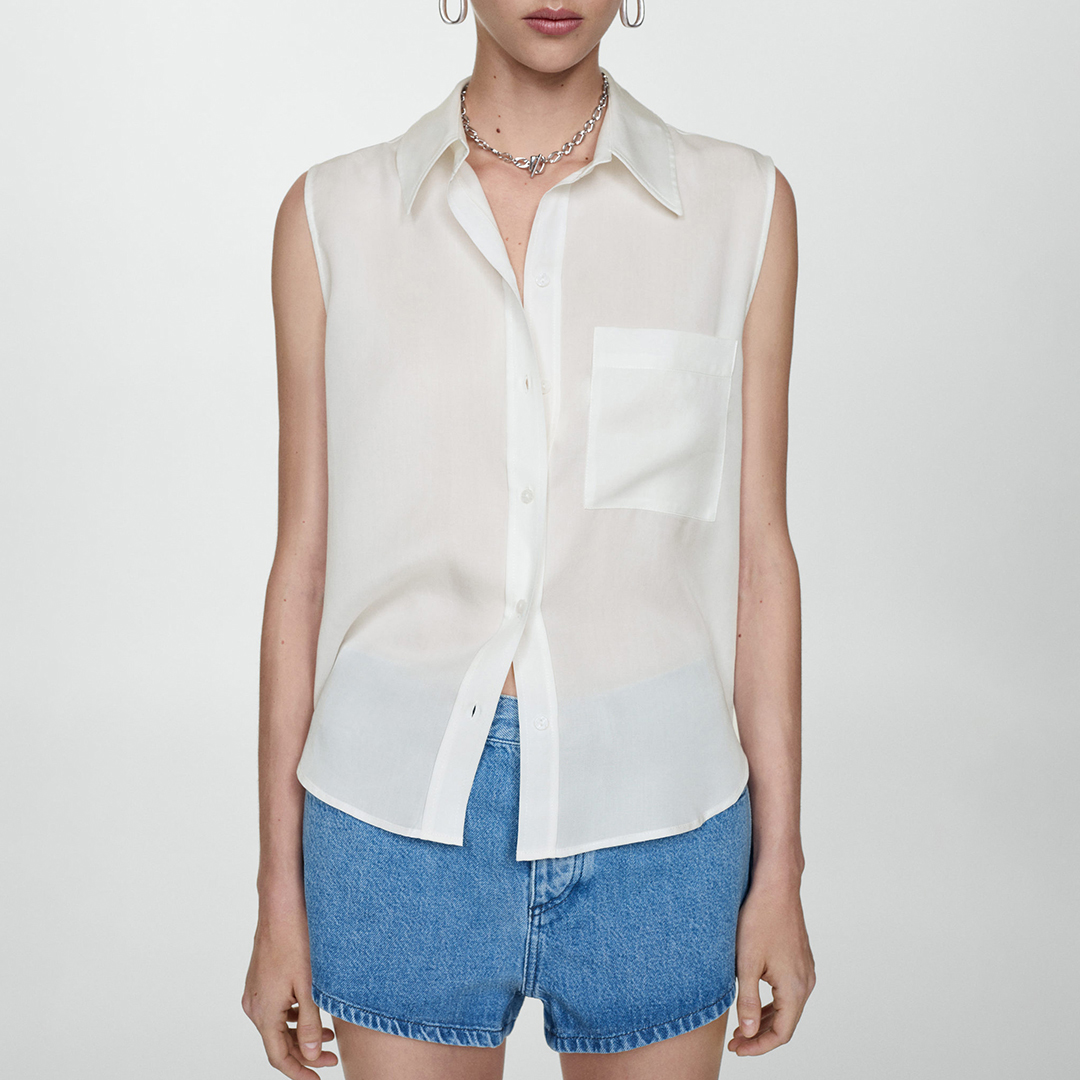 Ivory Sleeveless Blouse - Mango - Modalova