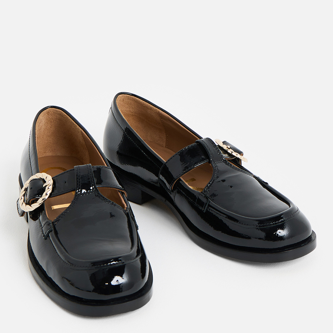 Black Mary Jane Twist Buckle Loafer
