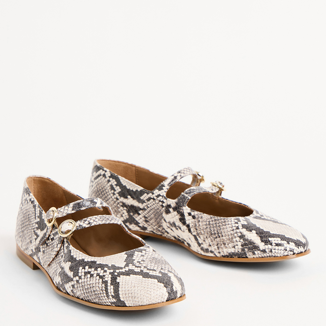 Snake Print Double Buckle Mary Jane - Oliver Bonas - Modalova