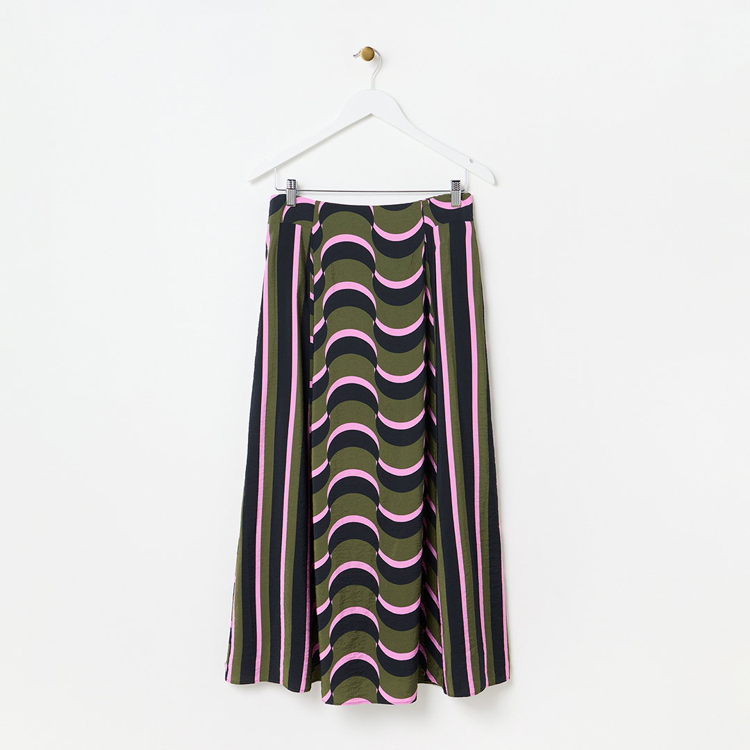 Green Wave Geo Midaxi Skirt