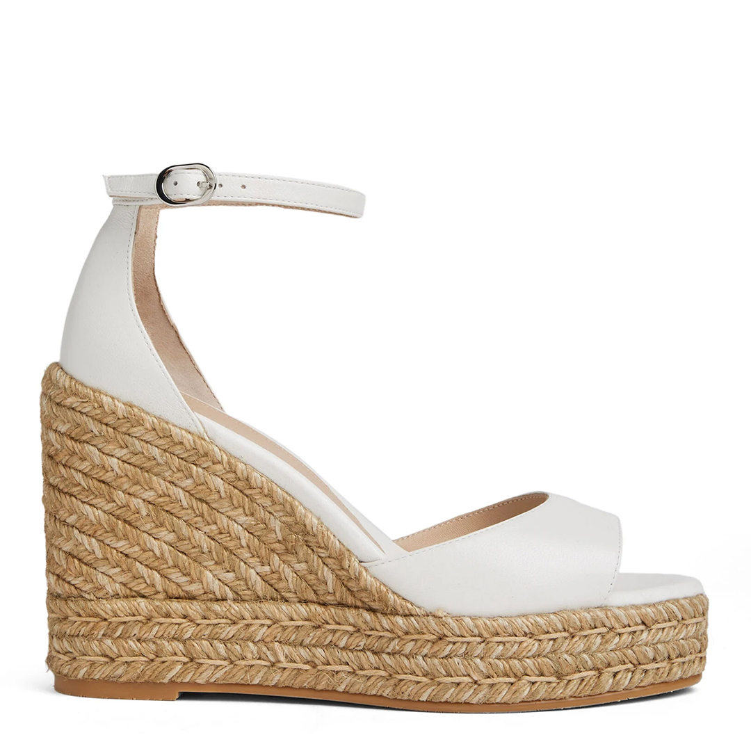 White Nudistcurve Espadrille Wedge Sandals