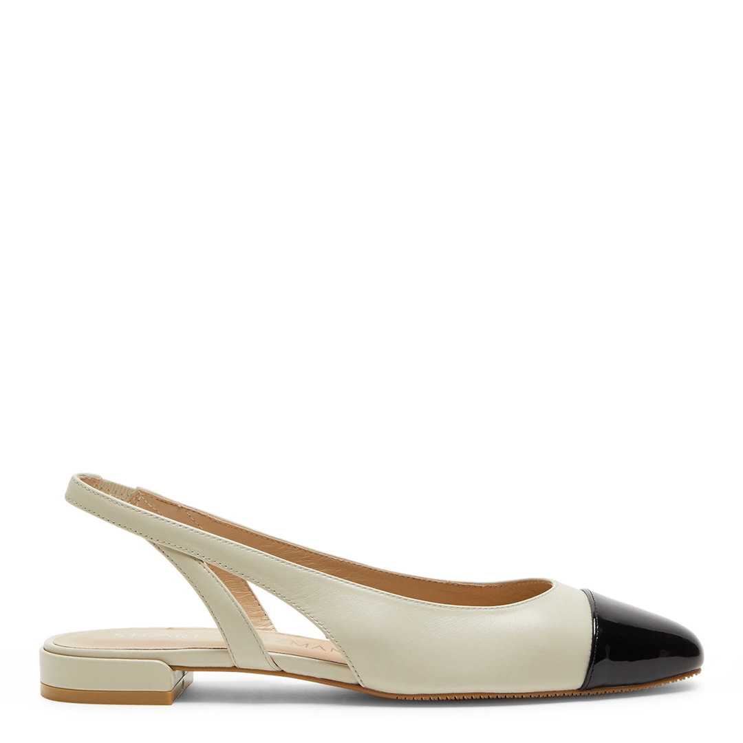 Cream/Black Sleek Slingback Flat Pumps