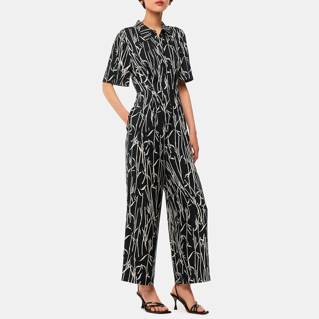 WHISTLES Women's  Black Bamboo Shoots Edina Jumpsuit in Size 8, BrandAlley
