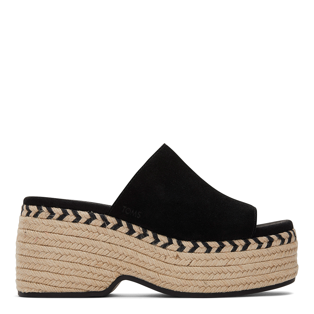 Women's Black Suede Laila Mule Sand Heeled Sandals