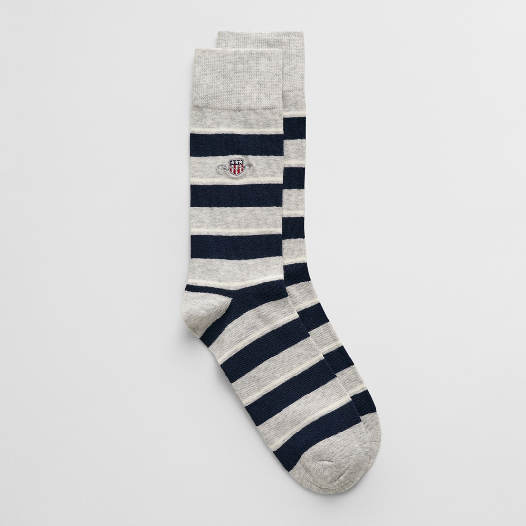 Grey/Navy Shield Stripe Socks