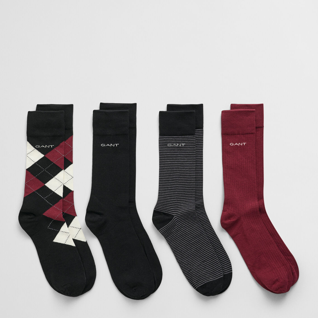 Multi Argyle/Stripe/Solid Socks 4-Pack