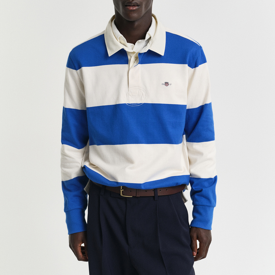 Blue/ White Barstripe Rugger Sweatshirt
