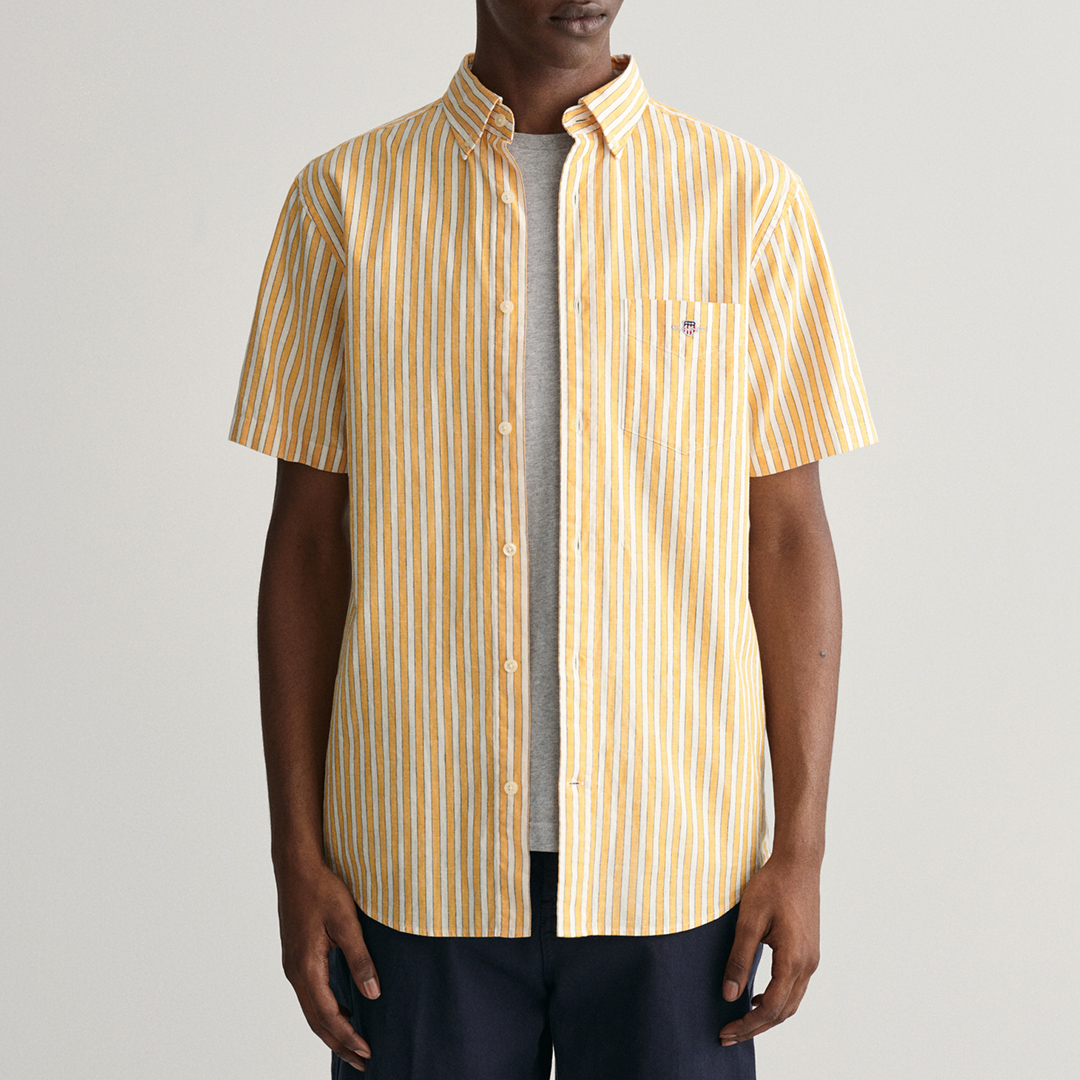 Yellow Stripe Linen Blend Stripe Shirt