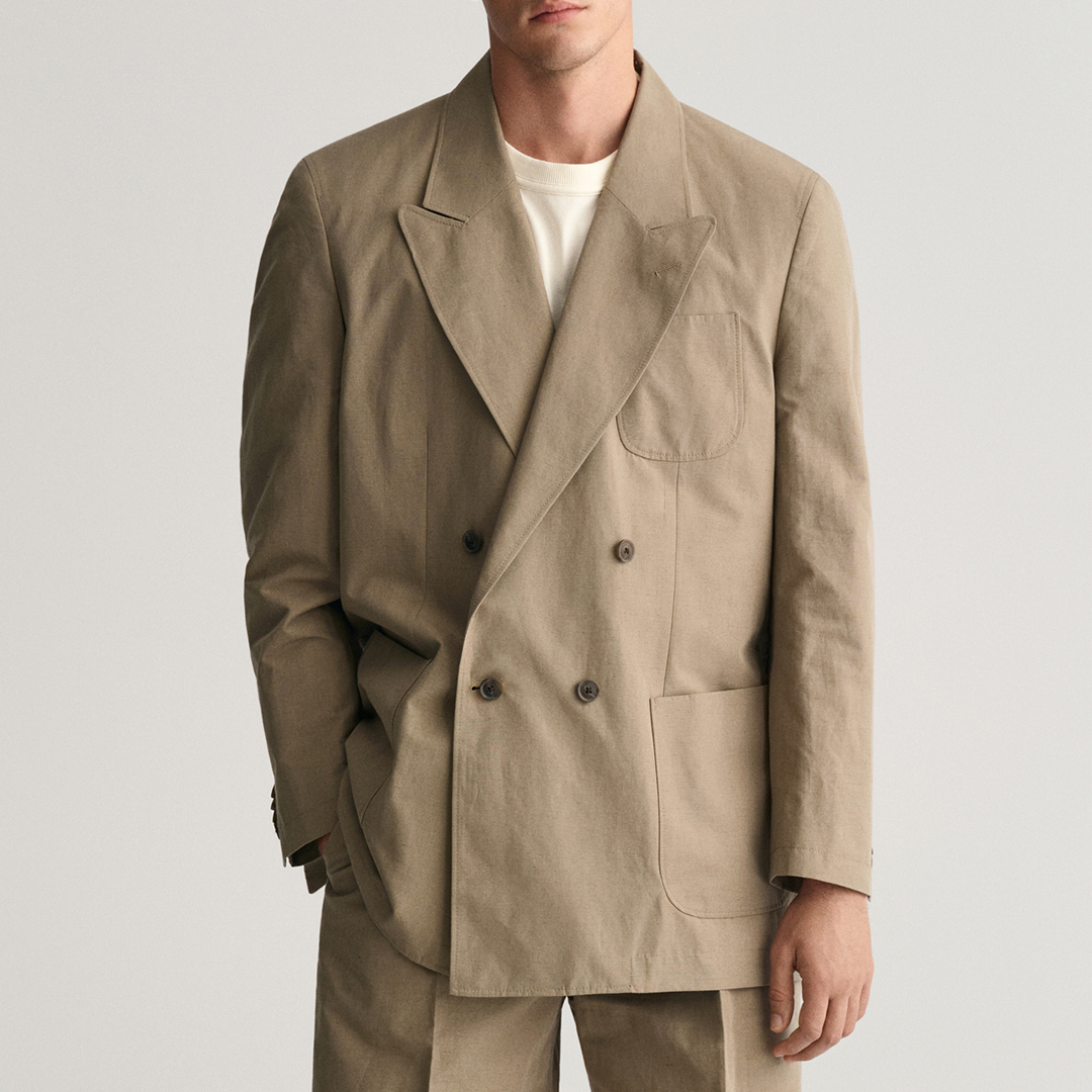 Beige Oversized Safari Suit Blazer