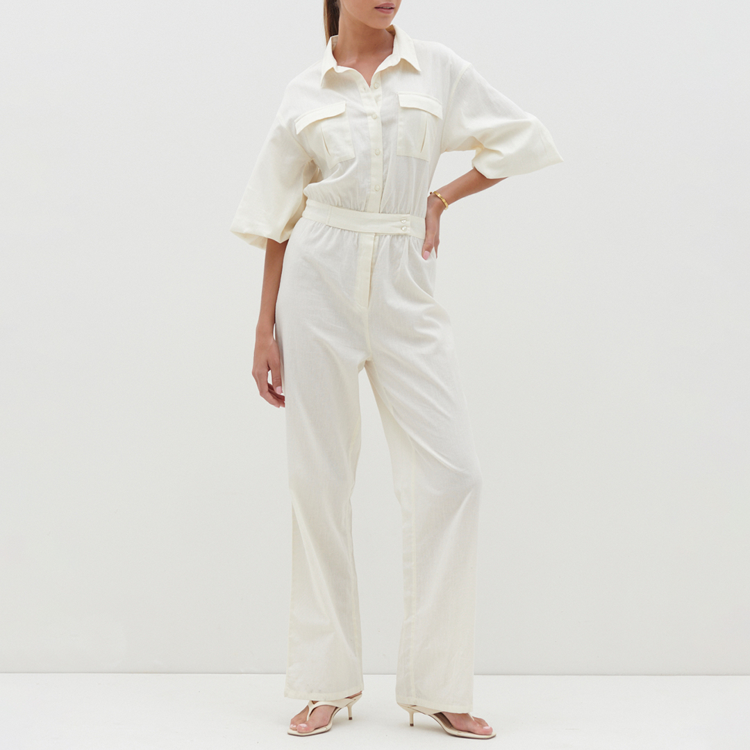 Ivory Shona Collared Jumpsuit - Pretty Lavish - Modalova