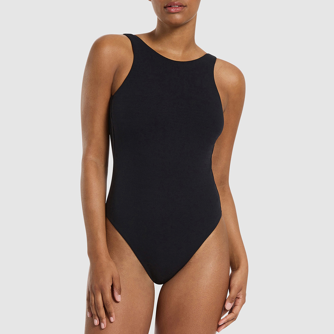 Black High Neck One-piece