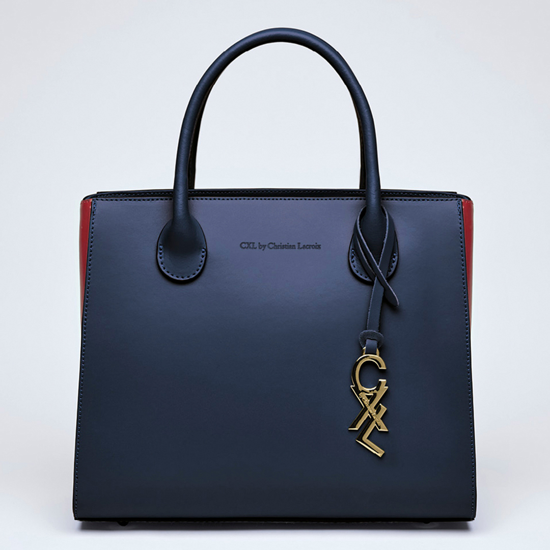 Navy Blue / Red Leather Handbag Montaigne