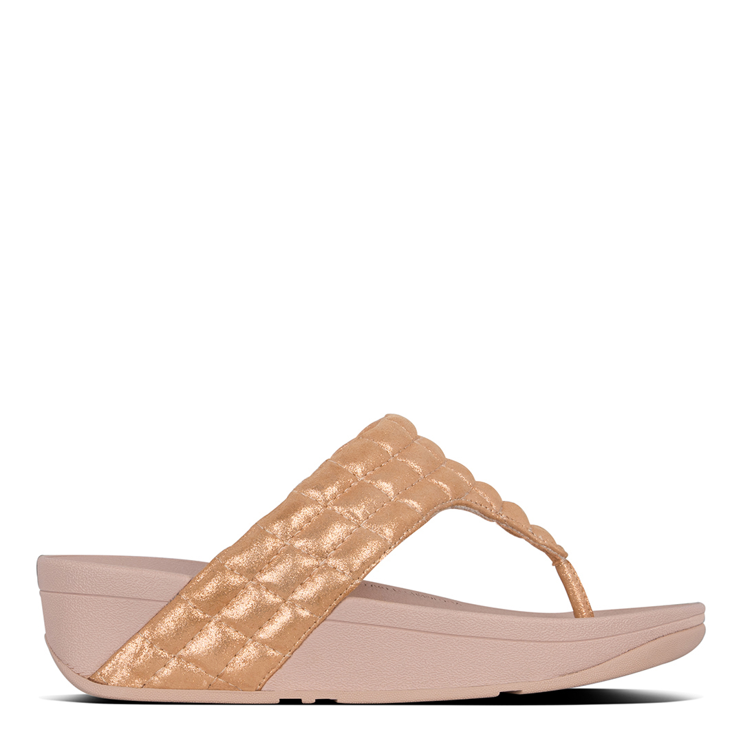 Rose Gold Luly Padded Shimmy Suede Toe Post Sandals