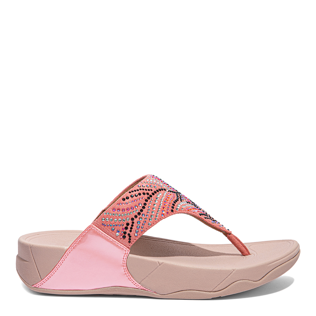 Soft Pink Lulu Crystal Feather Wide Fit Toe Post Sandals