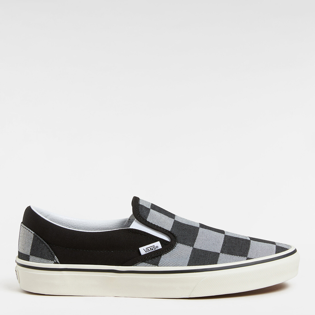 Unisex Black/Grey Mono Checkerboard Classic Slip On Shoes