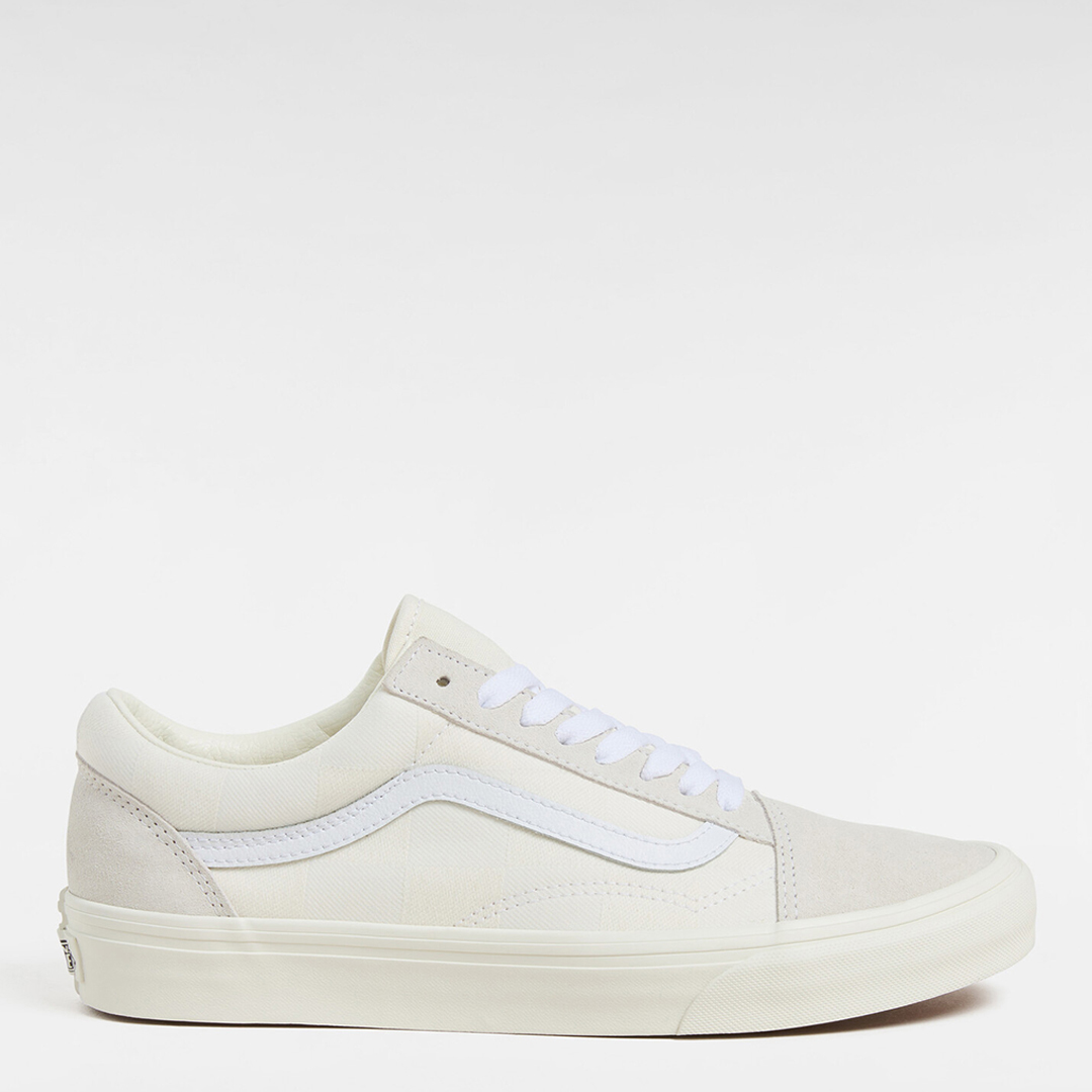 Unisex White Mono Checkerboard Old Skools