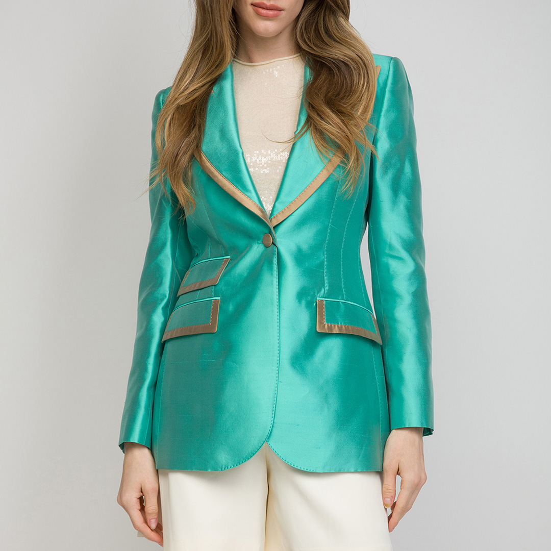 Aqua High Shine Fitted Blazer - Dolce & Gabbana - Modalova