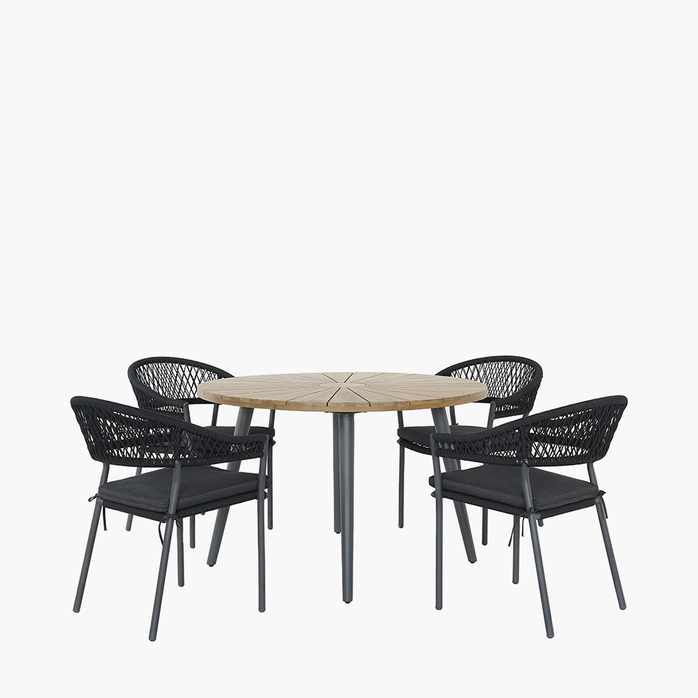 Pacific    Black Bazel Outdoor 4 Seater Dining Set in Size Single, BrandAlley
